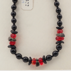 Vintage Czech necklace black smoky red glass beads 17"