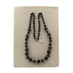 Vintage Czech necklace black smoky nugget glass beads 24"