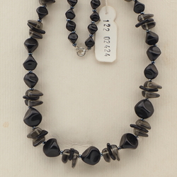 Vintage Czech necklace black smoky nugget glass beads 24"