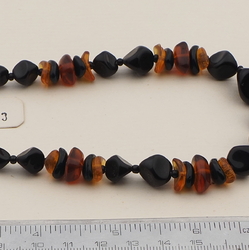 Vintage Czech necklace topaz black nugget glass beads 16"