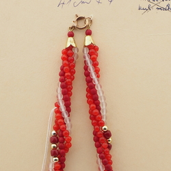 Vintage Czech 4 strand necklace red frost glass beads 