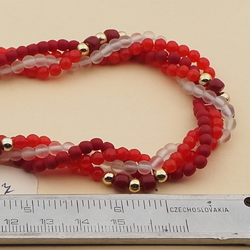 Vintage Czech 4 strand necklace red frost glass beads 