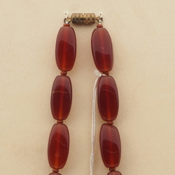 Vintage Czech necklace carnelian red opaline oval glass beads 