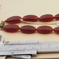 Vintage Czech necklace carnelian red opaline oval glass beads 