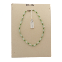 Vintage Czech necklace green satin atlas frost glass beads 