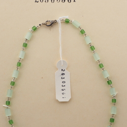 Vintage Czech necklace green satin atlas frost glass beads 