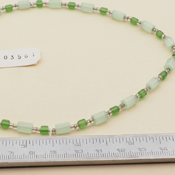 Vintage Czech necklace green satin atlas frost glass beads 