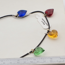 Vintage Czech cord necklace heart pendant glass beads