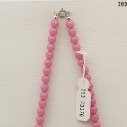 Vintage Czech necklace swirl lined lampwork pink opaline glass beads 