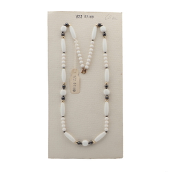 Vintage Czech necklace white hematite glass beads