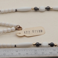 Vintage Czech necklace white hematite glass beads