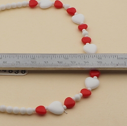 Vintage Czech necklace white red heart glass beads 