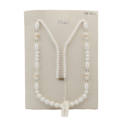 Vintage Czech necklace white clear glass beads 30"