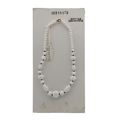 Vintage Czech necklace white oval round glass beads 