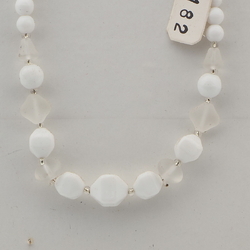 Vintage Czech necklace white frost glass beads 
