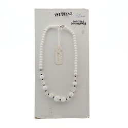 Vintage Czech necklace white frost glass beads 