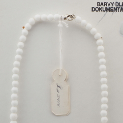 Vintage Czech necklace white frost glass beads 
