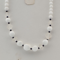 Vintage Czech necklace white frost glass beads 