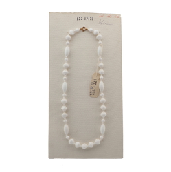 Vintage Czech necklace white oval nugget glass beads 