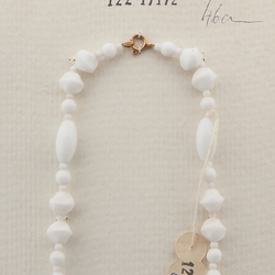 Vintage Czech necklace white oval nugget glass beads 