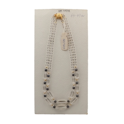 Vintage Czech 2 strand necklace clear hematite glass beads