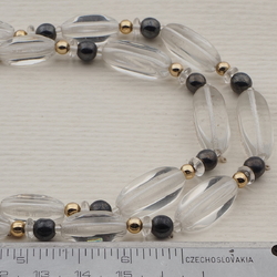 Vintage Czech 2 strand necklace clear hematite glass beads