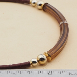 Vintage Czech choker necklace green pentagon arc glass bead