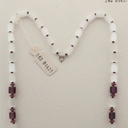 Vintage Czech necklace satin atlas purple glass beads