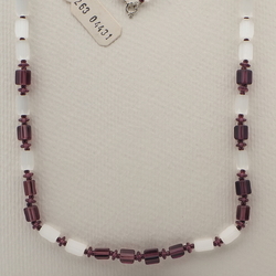 Vintage Czech necklace satin atlas purple glass beads