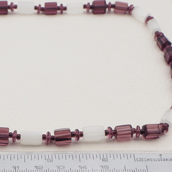 Vintage Czech necklace satin atlas purple glass beads