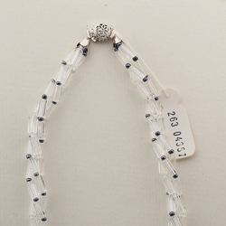 Vintage Czech 3 strand necklace clear hematite glass beads