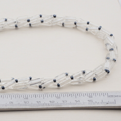Vintage Czech 3 strand necklace clear hematite glass beads