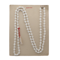 Long Vintage Czech knotted necklace white glass beads 45"