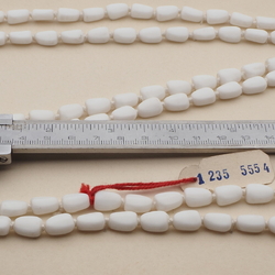 Long Vintage Czech knotted necklace white glass beads 45"