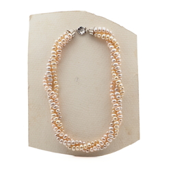 Vintage Czech 3 strand necklace pearl rondelle glass beads