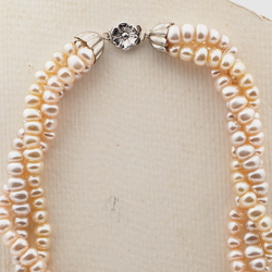 Vintage Czech 3 strand necklace pearl rondelle glass beads