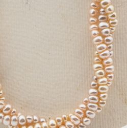 Vintage Czech 3 strand necklace pearl rondelle glass beads