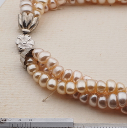 Vintage Czech 3 strand necklace pearl rondelle glass beads