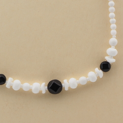 Vintage Czech necklace black white glass beads 