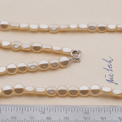 Vintage Czech necklace pearl oval glass beads 21"