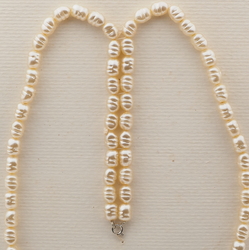 Vintage Czech necklace pearl oval ribbed glass beads