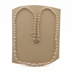 Vintage Czech necklace gradual pearl oval glass beads