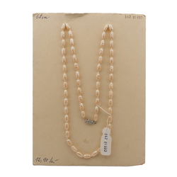 Vintage Czech knotted necklace pearl oval dimple glass beads 
