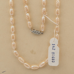 Vintage Czech knotted necklace pearl oval dimple glass beads 