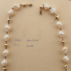 Vintage Czech link necklace pearl nugget gold glass beads 