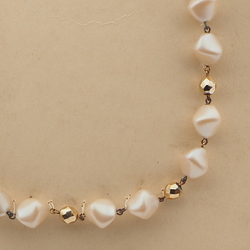Vintage Czech link necklace pearl nugget gold glass beads 