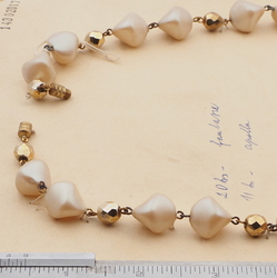 Vintage Czech link necklace pearl nugget gold glass beads 