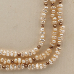 Vintage Czech 3 strand necklace pearl bronze glass beads 
