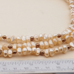 Vintage Czech 3 strand necklace pearl bronze glass beads 
