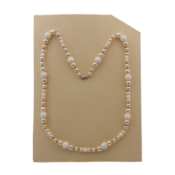 Vintage Czech necklace pearl white round glass beads 22"